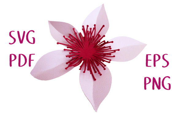 3D Flower with Stamens SVG: Elegant Paper Flowers