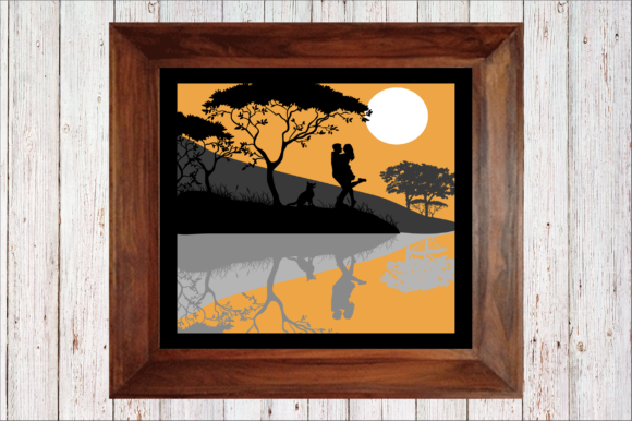 3D SVG Couple & Dog for Shadow Boxes Branding