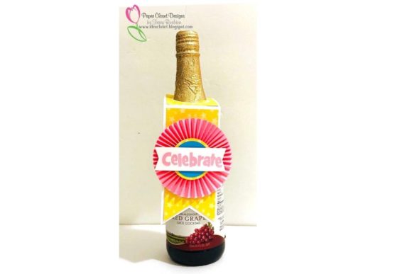 Birthday Bottle Label with Rosette: 3D SVG Shapes