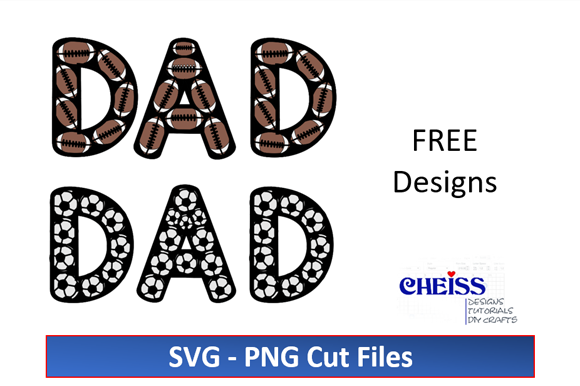 Dad Layered Letters Soccer Football 3D SVG Shapes