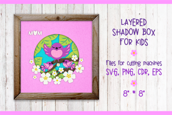Mother Bird 3D SVG for Editorial Shadow Boxes