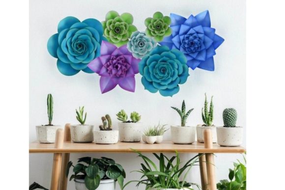 Succulent Giant Paper Flowers: 3D SVG Assets